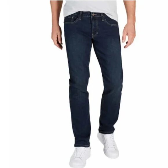 IZOD 40x32 Men’s Comfort Stretch Straight Fit Dark Wash Blue Jean - Picture 1 of 7